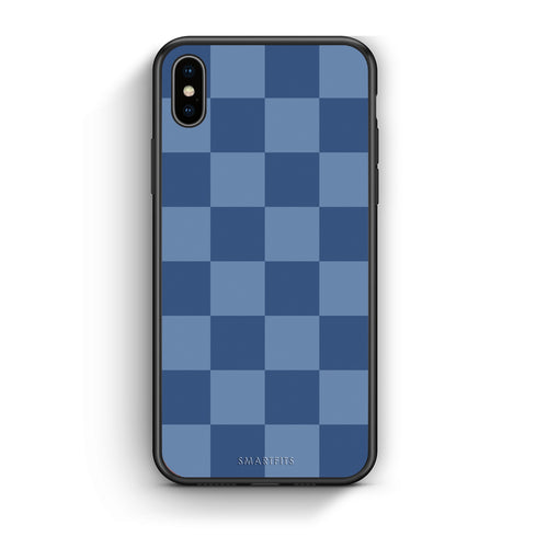Θήκη iPhone Xs Max Denim Blue Checkerboard από τη Smartfits με σχέδιο στο πίσω μέρος και μαύρο περίβλημα | iPhone Xs Max Denim Blue Checkerboard case with colorful back and black bezels