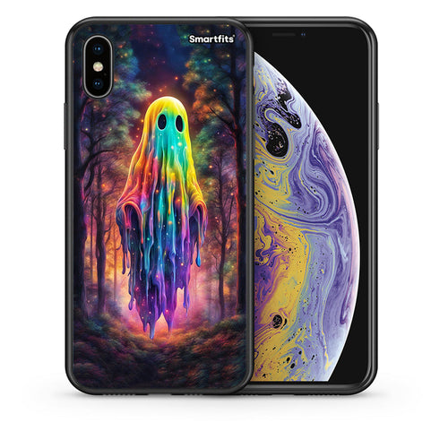 Θήκη iPhone X/Xs Halloween Ghost από τη Smartfits με σχέδιο στο πίσω μέρος και μαύρο περίβλημα | iPhone X/Xs Halloween Ghost case with colorful back and black bezels