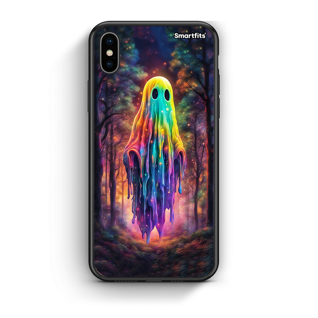 iPhone X/Xs Halloween Ghost θήκη από τη Smartfits με σχέδιο στο πίσω μέρος και μαύρο περίβλημα | Smartphone case with colorful back and black bezels by Smartfits