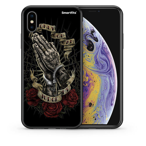 Θήκη iPhone Xs Max Judge By God από τη Smartfits με σχέδιο στο πίσω μέρος και μαύρο περίβλημα | iPhone Xs Max Judge By God case with colorful back and black bezels