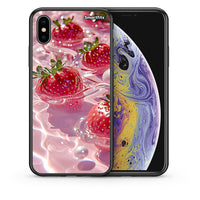 Thumbnail for Θήκη iPhone Xs Max Juicy Strawberries από τη Smartfits με σχέδιο στο πίσω μέρος και μαύρο περίβλημα | iPhone Xs Max Juicy Strawberries case with colorful back and black bezels