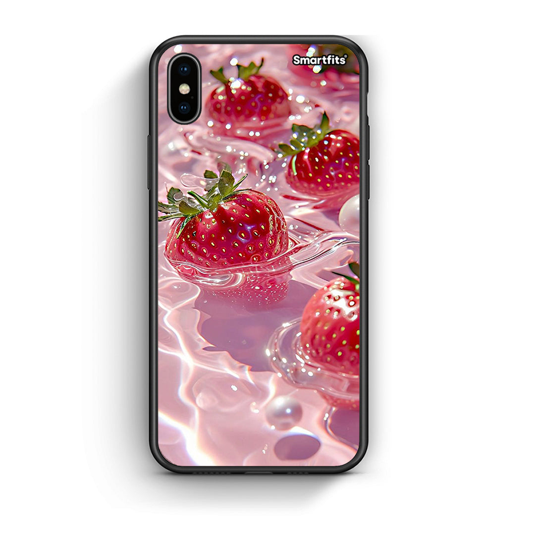 iphone xs max Juicy Strawberries θήκη από τη Smartfits με σχέδιο στο πίσω μέρος και μαύρο περίβλημα | Smartphone case with colorful back and black bezels by Smartfits