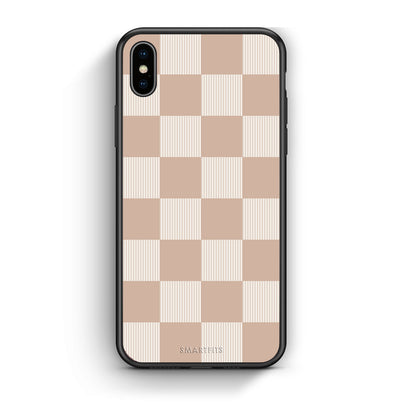 Θήκη iPhone Xs Max Latte and Cream Striped Checks από τη Smartfits με σχέδιο στο πίσω μέρος και μαύρο περίβλημα | iPhone Xs Max Latte and Cream Striped Checks case with colorful back and black bezels