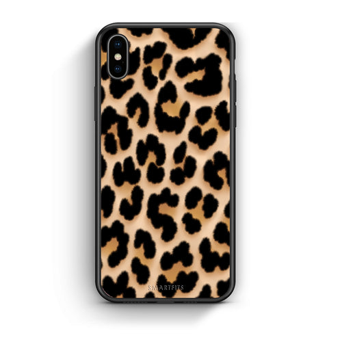 Θήκη iPhone Xs Max Leopard Print Tan Large από τη Smartfits με σχέδιο στο πίσω μέρος και μαύρο περίβλημα | iPhone Xs Max Leopard Print Tan Large case with colorful back and black bezels