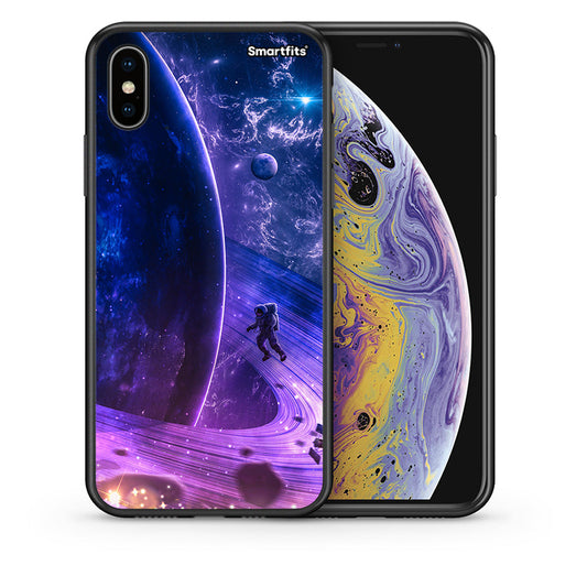 Θήκη iPhone Xs Max Lost Astronaut από τη Smartfits με σχέδιο στο πίσω μέρος και μαύρο περίβλημα | iPhone Xs Max Lost Astronaut case with colorful back and black bezels