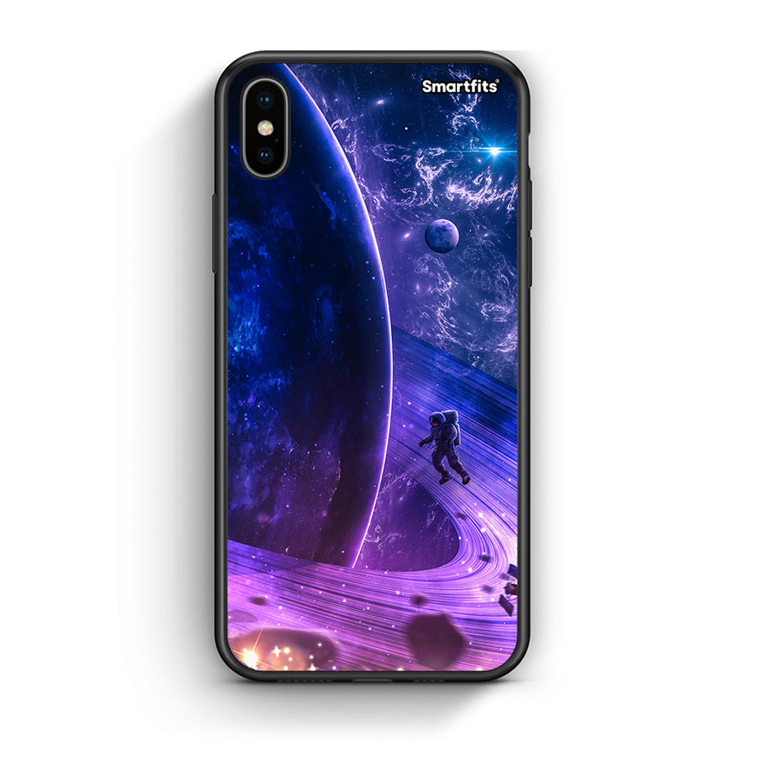 iPhone X/Xs Lost Astronaut θήκη από τη Smartfits με σχέδιο στο πίσω μέρος και μαύρο περίβλημα | Smartphone case with colorful back and black bezels by Smartfits