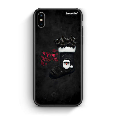 iphone xs max Merry Cat Christmas θήκη από τη Smartfits με σχέδιο στο πίσω μέρος και μαύρο περίβλημα | Smartphone case with colorful back and black bezels by Smartfits
