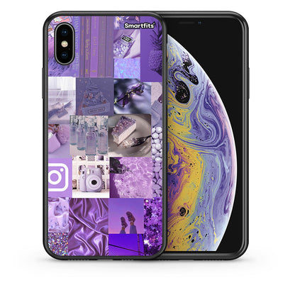 Θήκη iPhone Xs Max Purple Aesthetic Collage από τη Smartfits με σχέδιο στο πίσω μέρος και μαύρο περίβλημα | iPhone Xs Max Purple Aesthetic Collage case with colorful back and black bezels