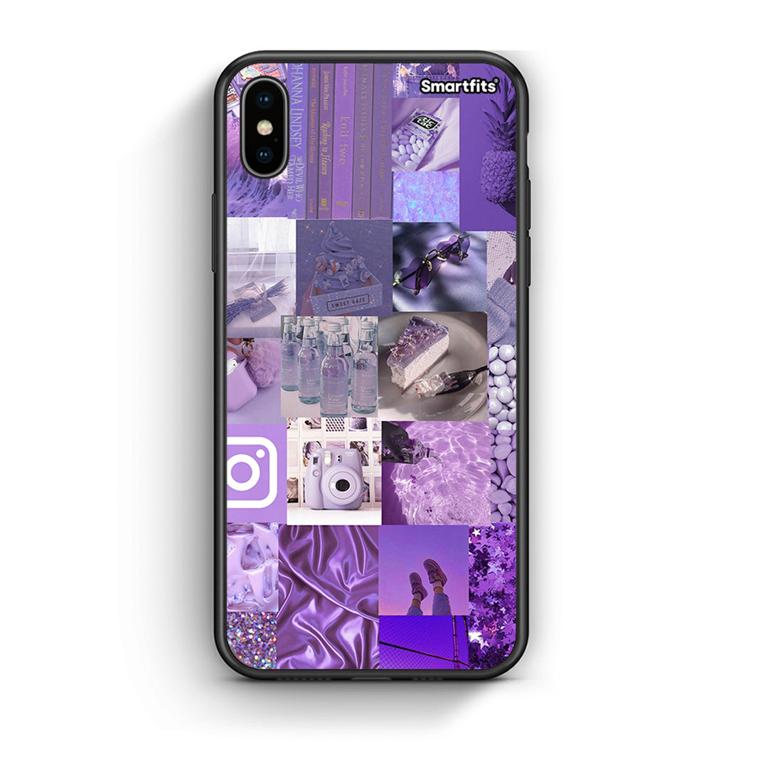 iphone xs max Purple Aesthetic Collage θήκη από τη Smartfits με σχέδιο στο πίσω μέρος και μαύρο περίβλημα | Smartphone case with colorful back and black bezels by Smartfits