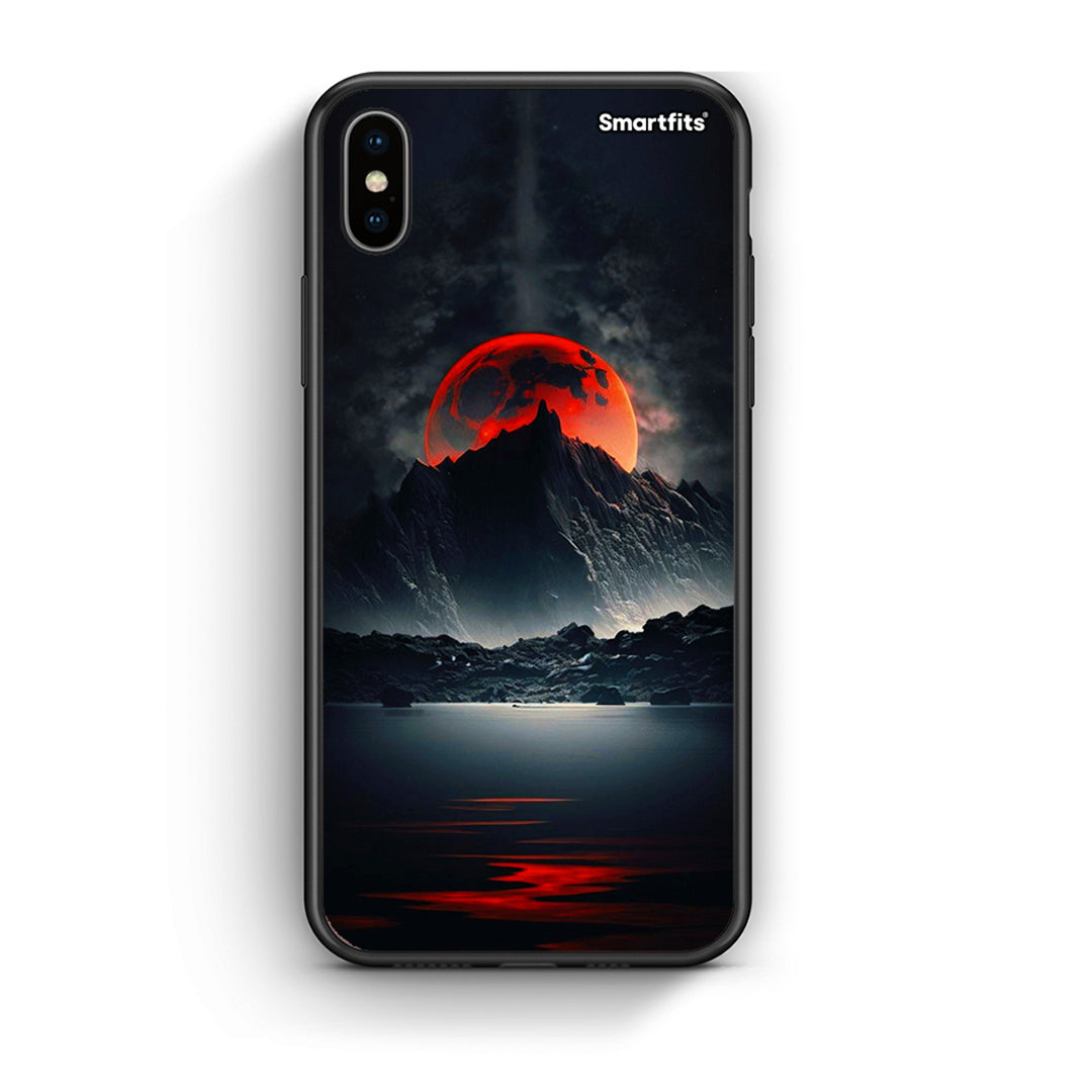 iPhone X/Xs Red Full Moon θήκη από τη Smartfits με σχέδιο στο πίσω μέρος και μαύρο περίβλημα | Smartphone case with colorful back and black bezels by Smartfits