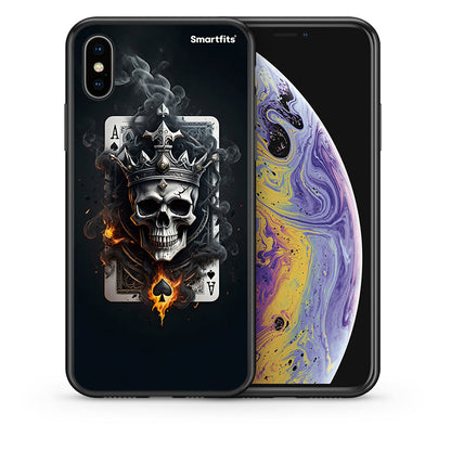Θήκη iPhone Xs Max Skull King Ace από τη Smartfits με σχέδιο στο πίσω μέρος και μαύρο περίβλημα | iPhone Xs Max Skull King Ace case with colorful back and black bezels
