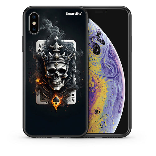 Θήκη iPhone Xs Max Skull King Ace από τη Smartfits με σχέδιο στο πίσω μέρος και μαύρο περίβλημα | iPhone Xs Max Skull King Ace case with colorful back and black bezels