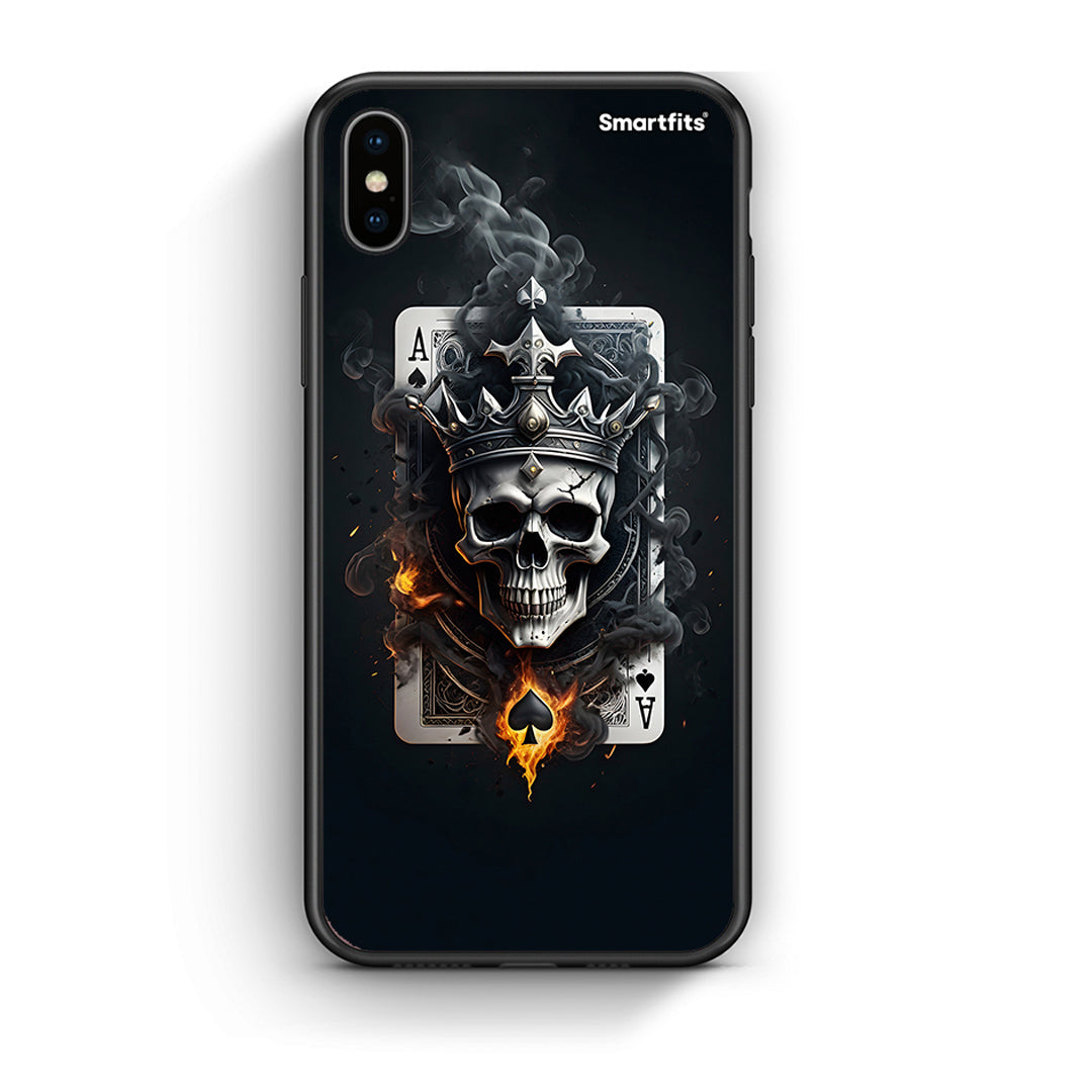 iPhone X/Xs Skull King Ace θήκη από τη Smartfits με σχέδιο στο πίσω μέρος και μαύρο περίβλημα | Smartphone case with colorful back and black bezels by Smartfits