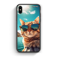 Thumbnail for iphone xs max Summer Cat θήκη από τη Smartfits με σχέδιο στο πίσω μέρος και μαύρο περίβλημα | Smartphone case with colorful back and black bezels by Smartfits