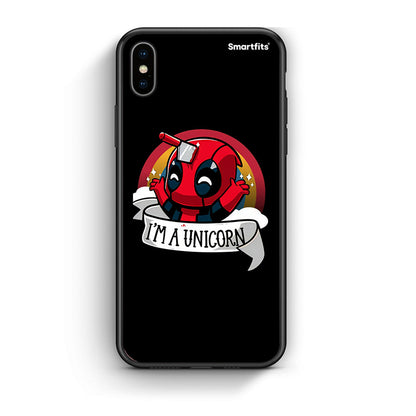 iphone xs max Unicorn Deadpool θήκη από τη Smartfits με σχέδιο στο πίσω μέρος και μαύρο περίβλημα | Smartphone case with colorful back and black bezels by Smartfits