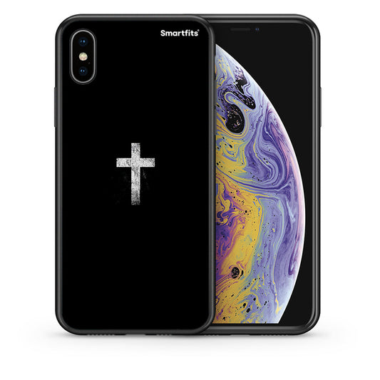 Θήκη iPhone X/Xs White Cross από τη Smartfits με σχέδιο στο πίσω μέρος και μαύρο περίβλημα | iPhone X/Xs White Cross case with colorful back and black bezels