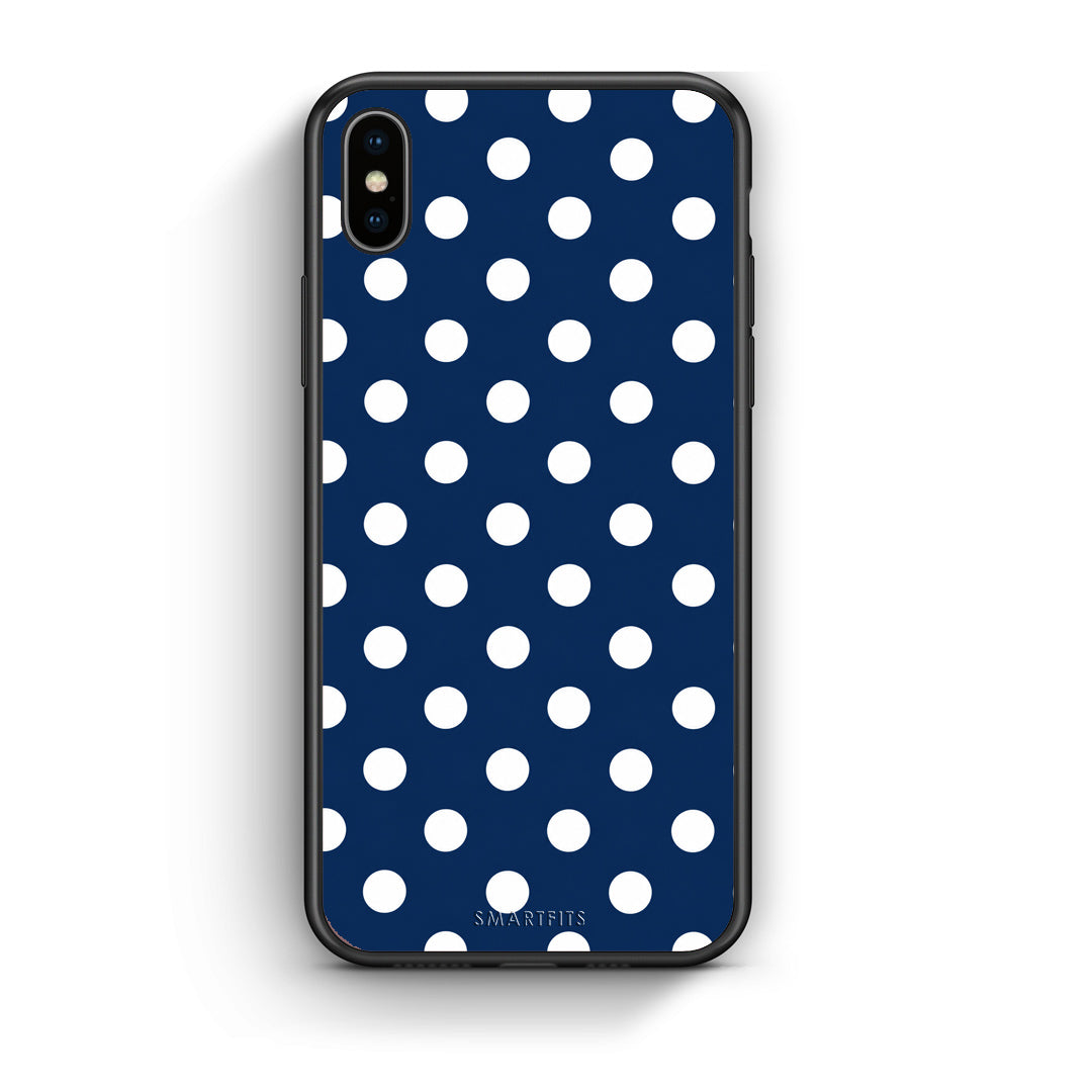 Θήκη iPhone Xs Max White Large Polka Dots on Navy από τη Smartfits με σχέδιο στο πίσω μέρος και μαύρο περίβλημα | iPhone Xs Max White Large Polka Dots on Navy case with colorful back and black bezels