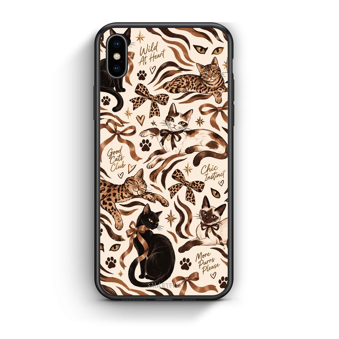 Θήκη iPhone Xs Max Wild Cats and Animal Print Collage από τη Smartfits με σχέδιο στο πίσω μέρος και μαύρο περίβλημα | iPhone Xs Max Wild Cats and Animal Print Collage case with colorful back and black bezels
