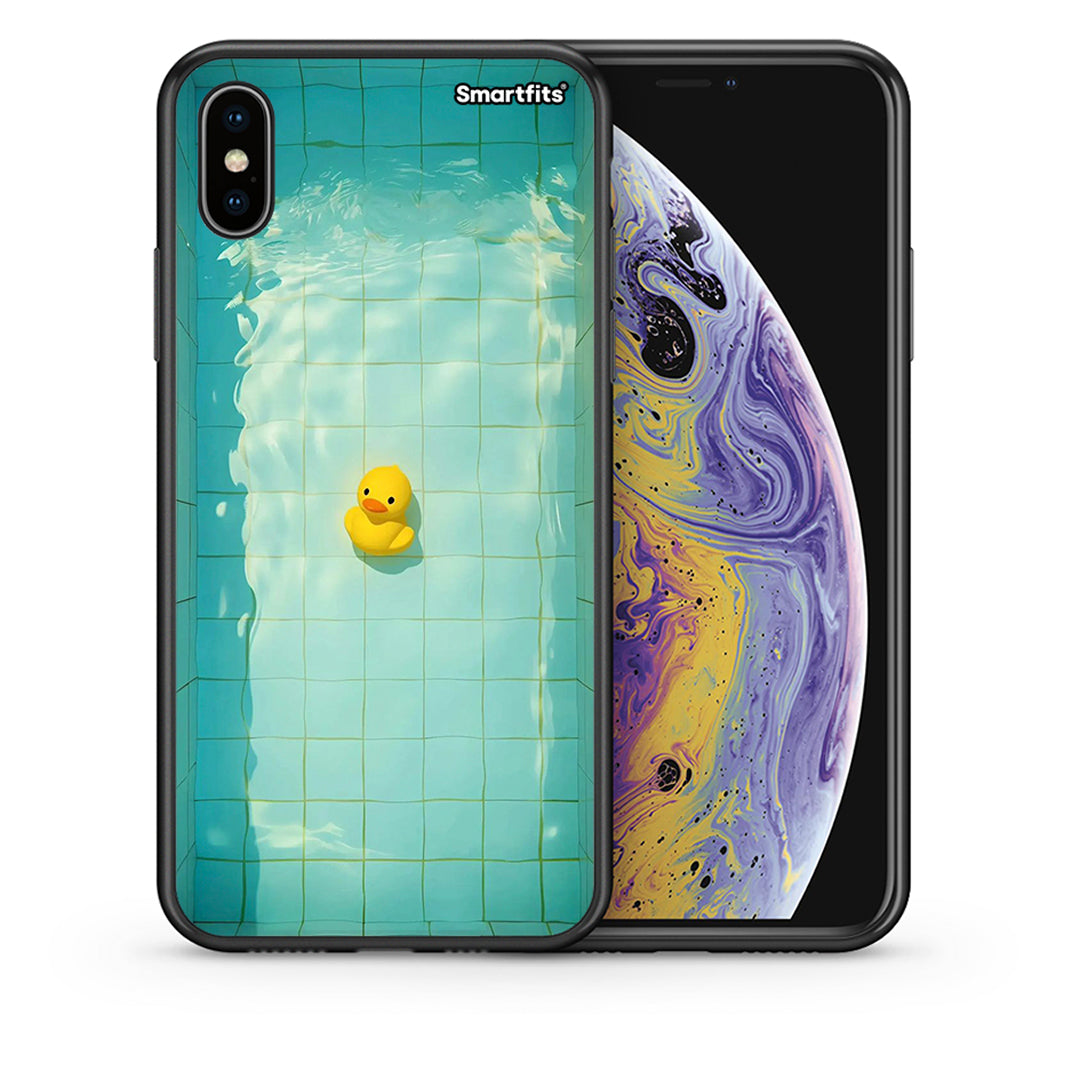 Θήκη iPhone X/Xs Yellow Duck από τη Smartfits με σχέδιο στο πίσω μέρος και μαύρο περίβλημα | iPhone X/Xs Yellow Duck case with colorful back and black bezels