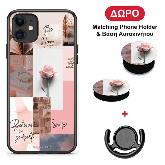 Aesthetic Collage - iPhone 11 θήκη + Δώρο Phone Holder & Βάση Αυτοκινήτου
