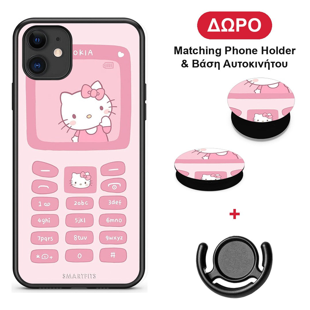 Hello Kitten - iPhone 11 θήκη + Δώρο Phone Holder & Βάση Αυτοκινήτου