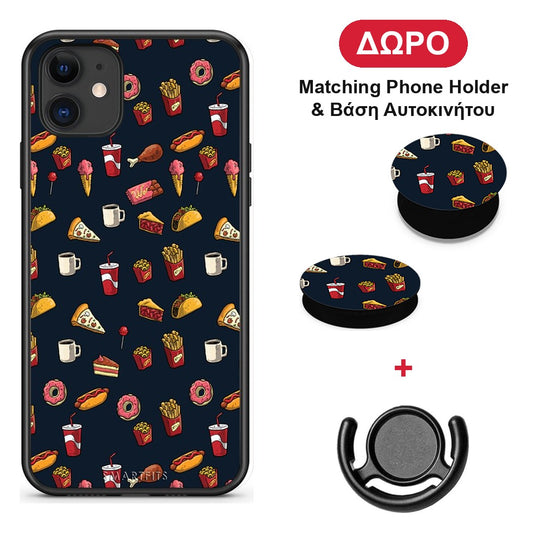 Random Hungry - iPhone 11 θήκη + Δώρο Phone Holder & Βάση Αυτοκινήτου