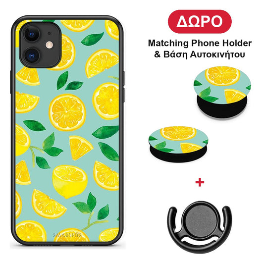 Lemons - iPhone 11 θήκη + Δώρο Phone Holder & Βάση Αυτοκινήτου
