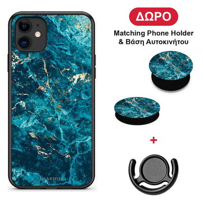 Marble Blue - iPhone 11 θήκη + Δώρο Phone Holder & Βάση Αυτοκινήτου