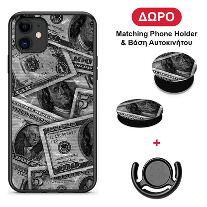 Money Dollars - iPhone 11 θήκη + Δώρο Phone Holder & Βάση Αυτοκινήτου