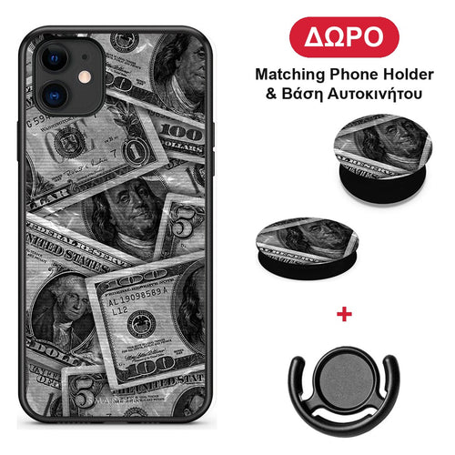 Money Dollars - iPhone 11 θήκη + Δώρο Phone Holder & Βάση Αυτοκινήτου