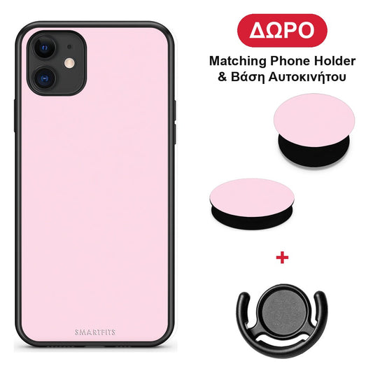 Pale Pink - iPhone 11 θήκη + Δώρο Phone Holder & Βάση Αυτοκινήτου