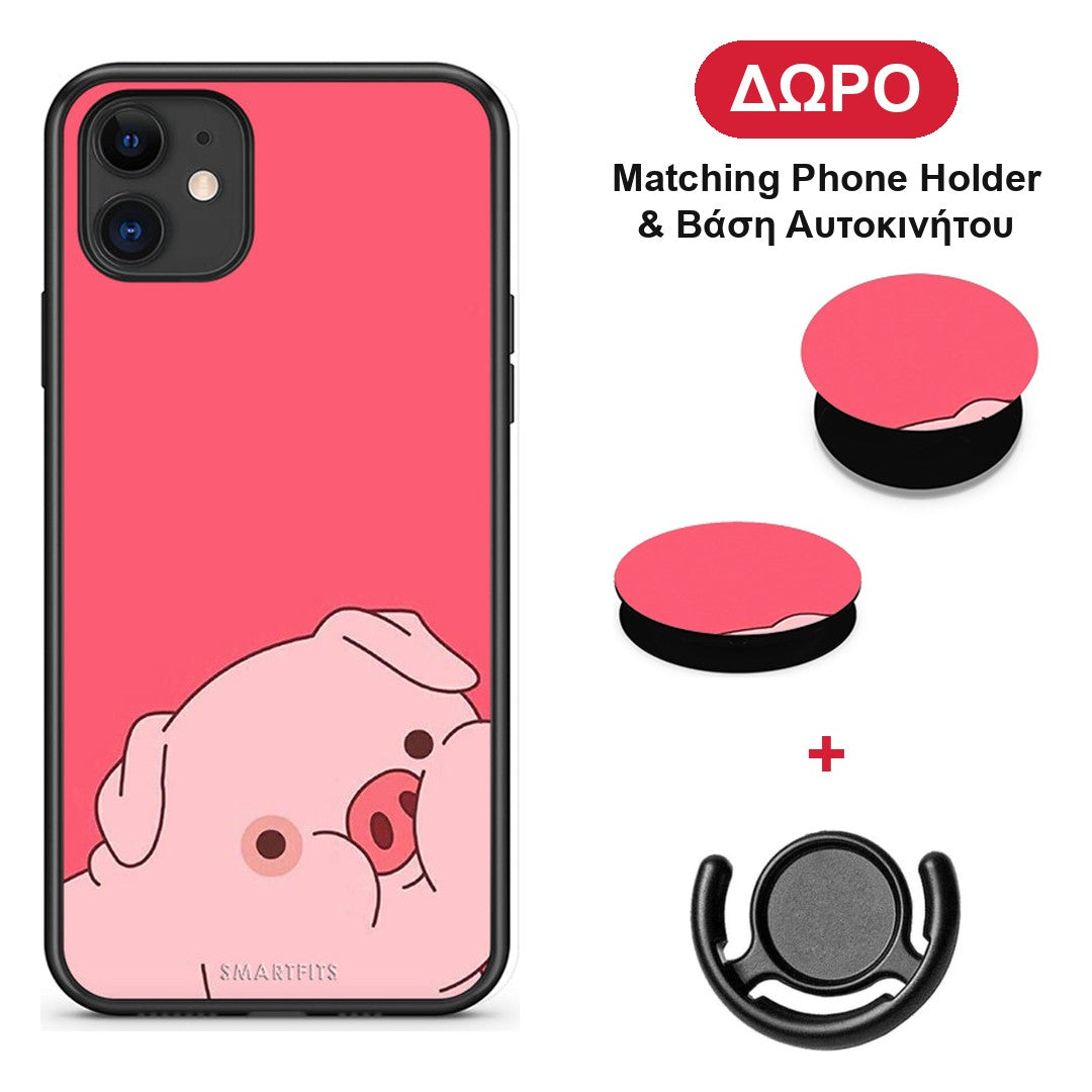 Pig Love 1 - iPhone 11 θήκη + Δώρο Phone Holder & Βάση Αυτοκινήτου