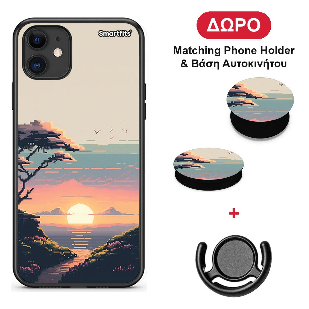 Pixel Sunset - iPhone 11 θήκη + Δώρο Phone Holder & Βάση Αυτοκινήτου