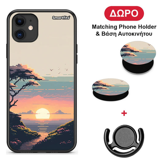 Pixel Sunset - iPhone 11 θήκη + Δώρο Phone Holder & Βάση Αυτοκινήτου