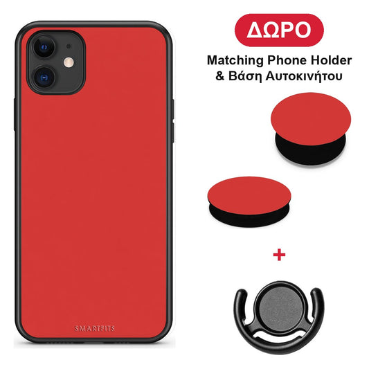 Poppy Red - iPhone 11 θήκη + Δώρο Phone Holder & Βάση Αυτοκινήτου