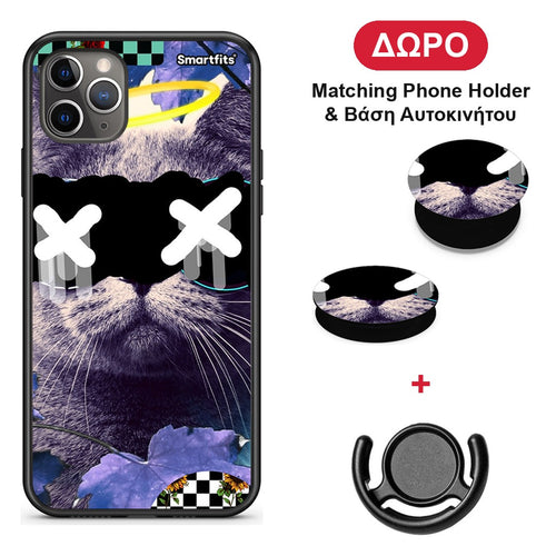 Cat Collage - iPhone 11 Pro θήκη + Δώρο Phone Holder & Βάση Αυτοκινήτου