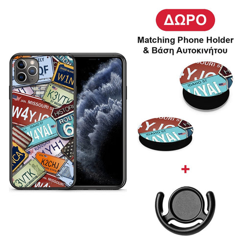 Car Plates - iPhone 11 Pro Max θήκη + Δώρο Phone Holder & Βάση Αυτοκινήτου