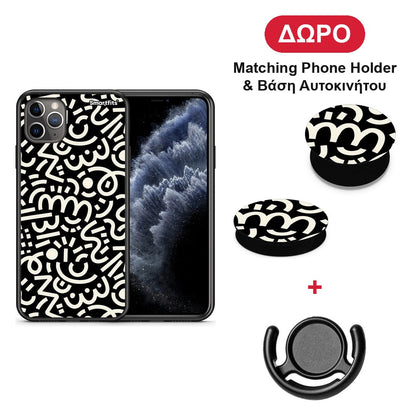 Doodle Art - iPhone 11 Pro Max θήκη + Δώρο Phone Holder & Βάση Αυτοκινήτου