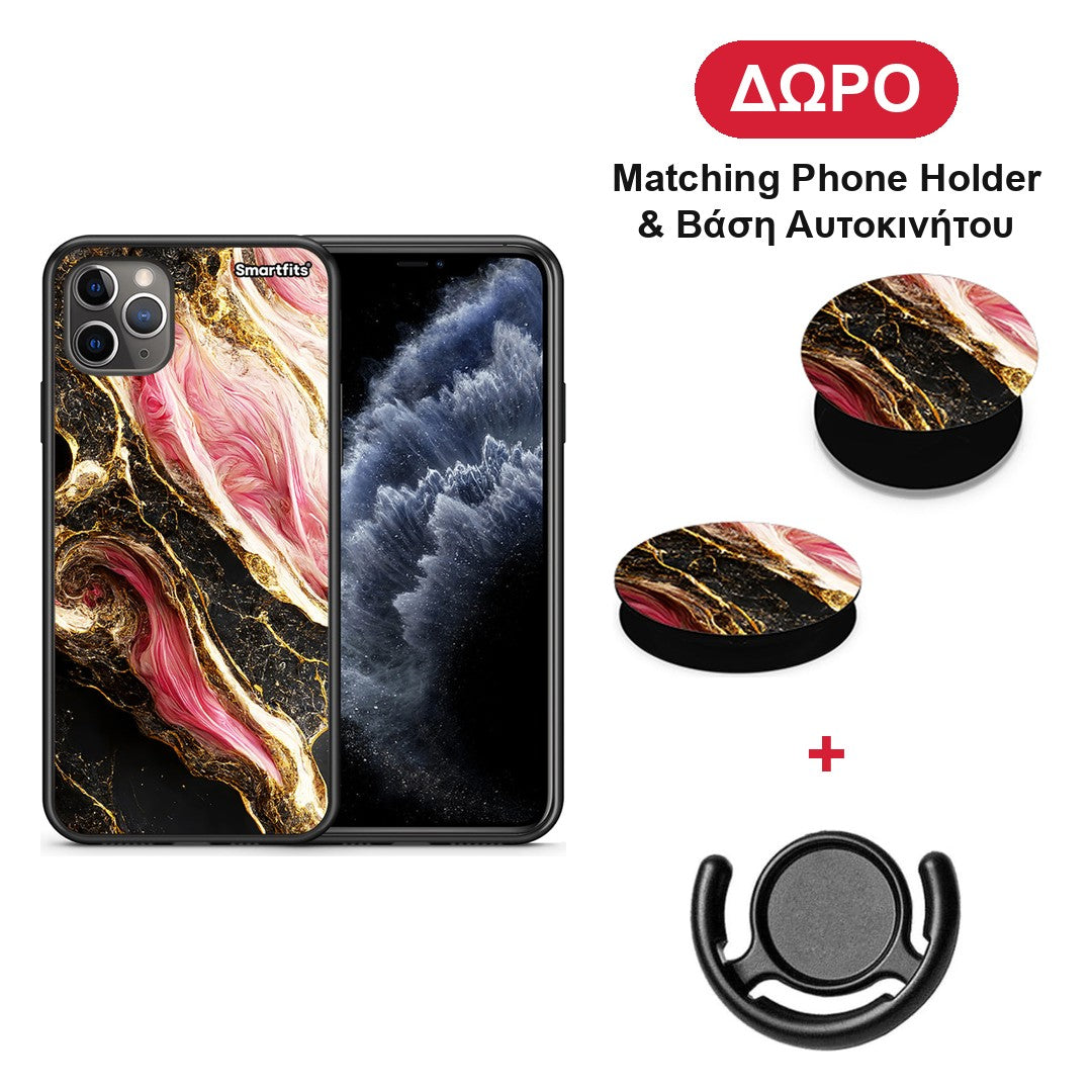 Glamorous Pink Marble - iPhone 11 Pro Max θήκη + Δώρο Phone Holder & Βάση Αυτοκινήτου