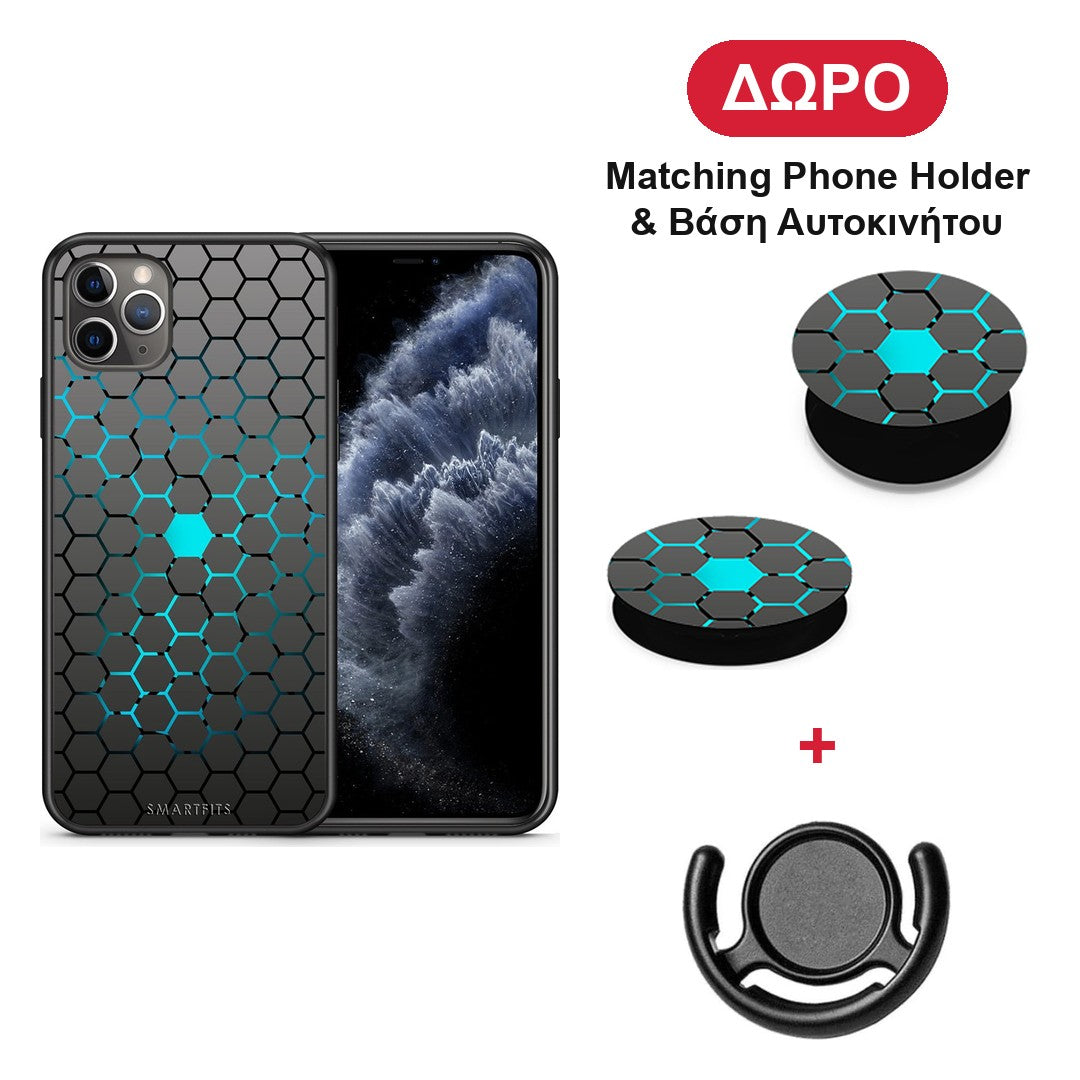 Geometric Hexagonal - iPhone 11 Pro Max θήκη + Δώρο Phone Holder & Βάση Αυτοκινήτου