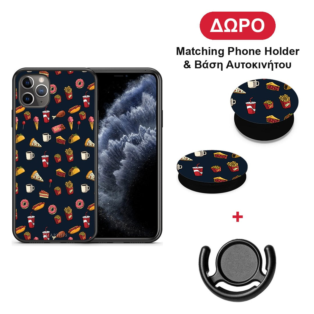 Random Hungry - iPhone 11 Pro Max θήκη + Δώρο Phone Holder & Βάση Αυτοκινήτου