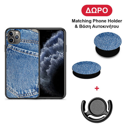 Jeans Pocket - iPhone 11 Pro Max θήκη + Δώρο Phone Holder & Βάση Αυτοκινήτου