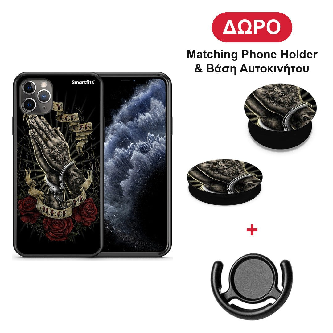 Judge By God - iPhone 11 Pro Max θήκη + Δώρο Phone Holder & Βάση Αυτοκινήτου