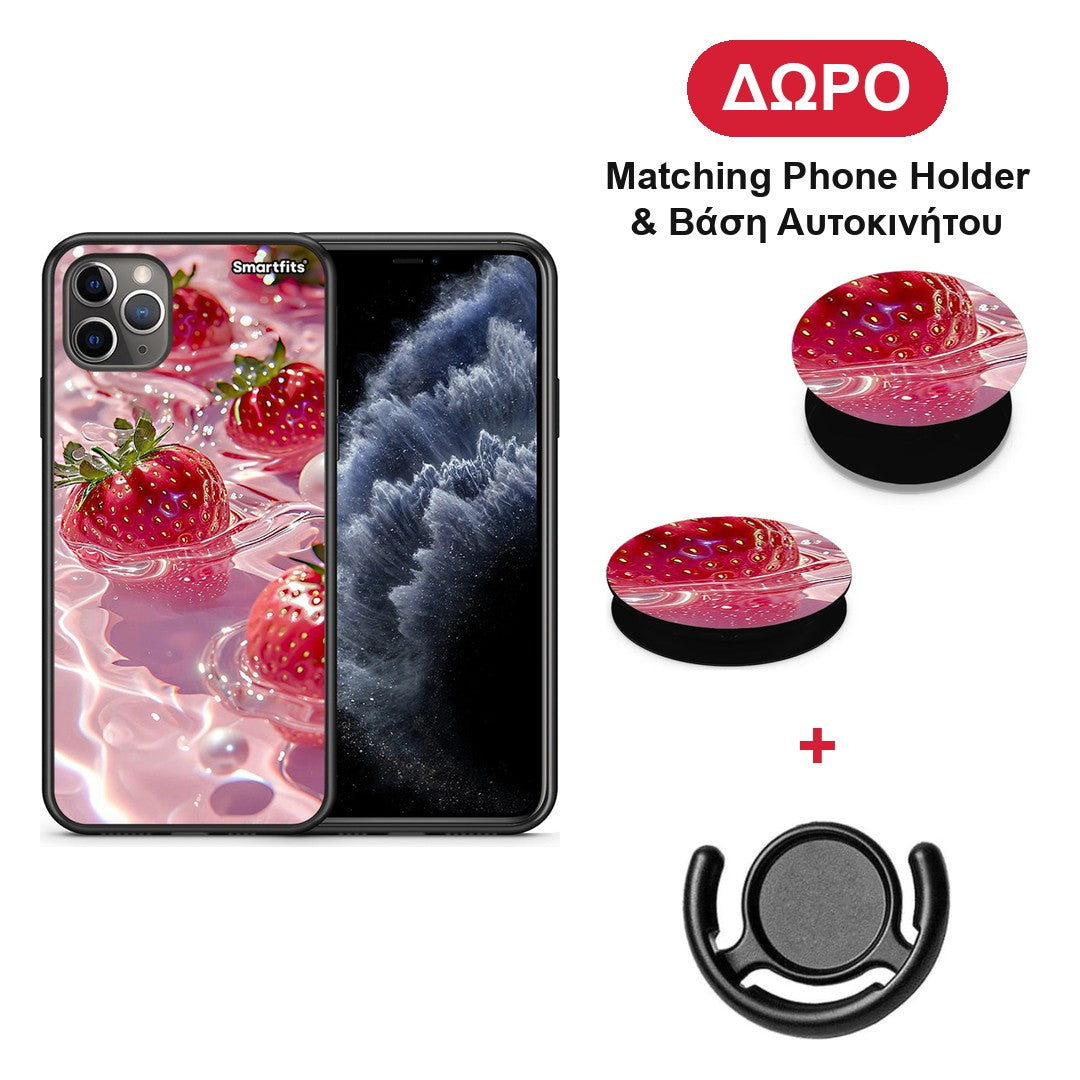 Juicy Strawberries - iPhone 11 Pro Max θήκη + Δώρο Phone Holder & Βάση Αυτοκινήτου