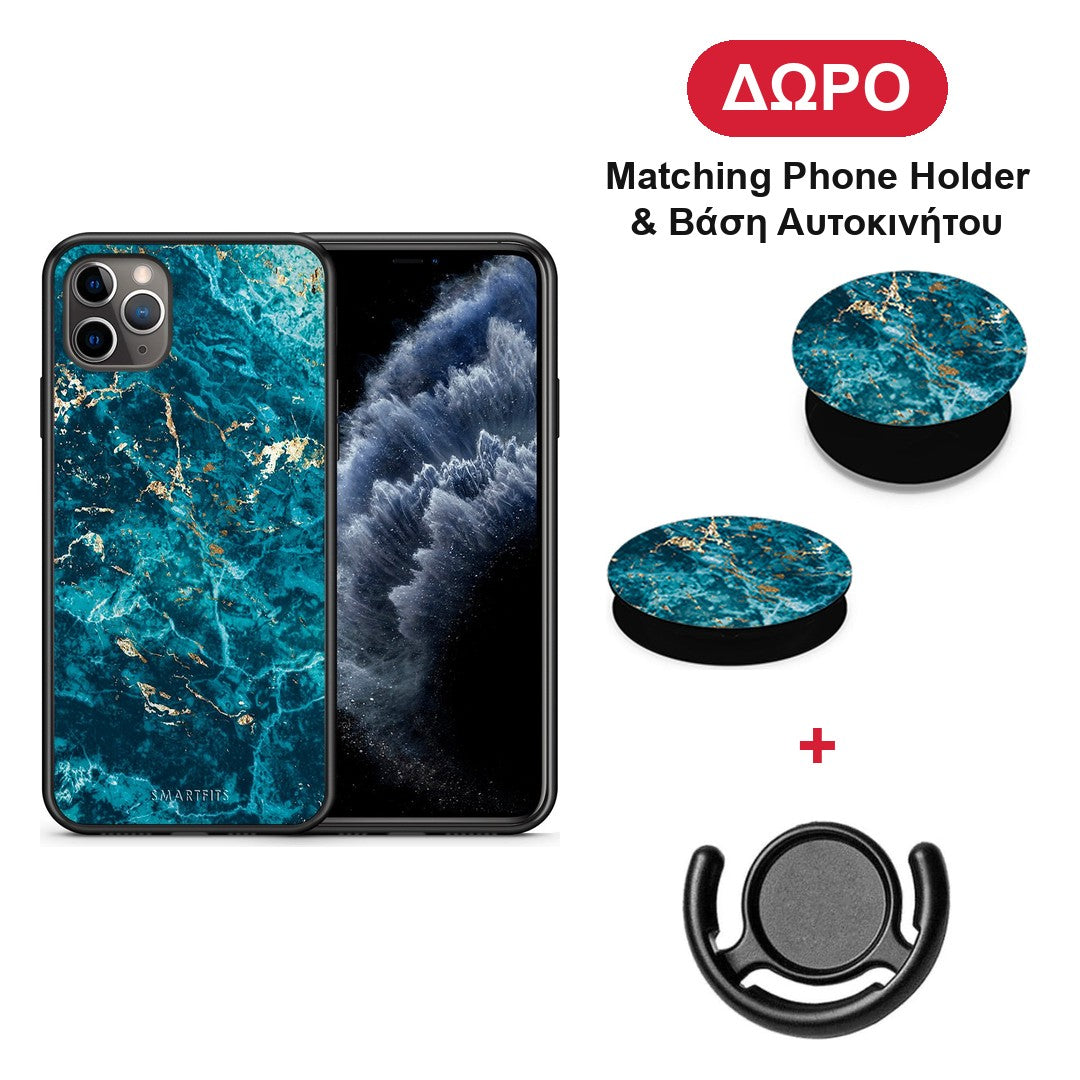 Marble Blue - iPhone 11 Pro Max θήκη + Δώρο Phone Holder & Βάση Αυτοκινήτου