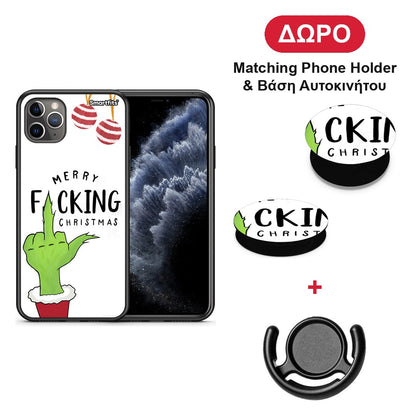 Merry F Xmas - iPhone 11 Pro Max θήκη + Δώρο Phone Holder & Βάση Αυτοκινήτου