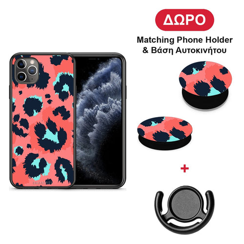 Animal Pink Leopard - iPhone 11 Pro Max θήκη + Δώρο Phone Holder & Βάση Αυτοκινήτου