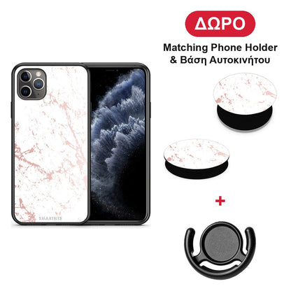 Marble Pink Splash - iPhone 11 Pro Max θήκη + Δώρο Phone Holder & Βάση Αυτοκινήτου