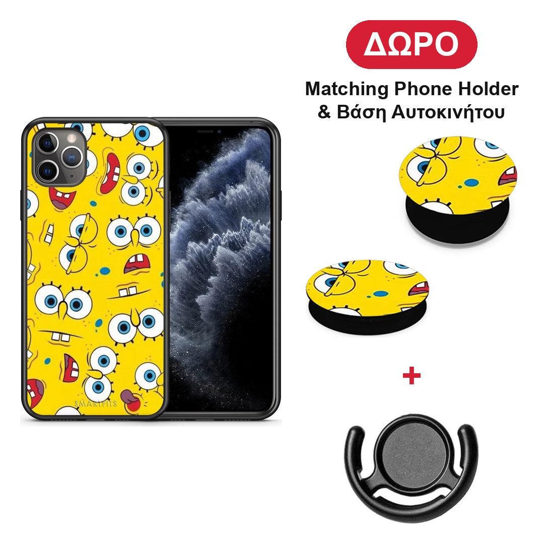 PopArt Sponge - iPhone 11 Pro Max θήκη + Δώρο Phone Holder & Βάση Αυτοκινήτου