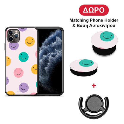 Smiley Faces - iPhone 11 Pro Max θήκη + Δώρο Phone Holder & Βάση Αυτοκινήτου